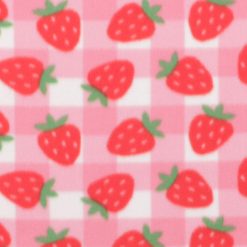 Pink Strawberry Check Blizzard Fleece Fabric