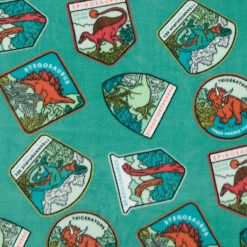 Dinosaur Patches Anti Pill Fleece Fabric