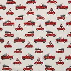 Red Trucks   Cars With Trees Super Snuggle Christmas Flannel Fabric