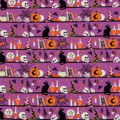 Purple Witches Icons On Shelves Super Snuggle Flannel Fabric