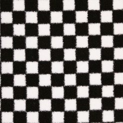 Black   White Check Printed Teddy Fur Sherpa Fleece Fabric