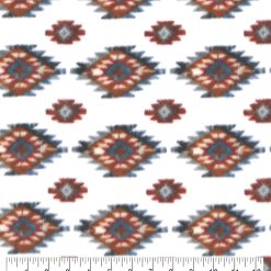 Lodge Aztec Pattern on White Anti Pill Fleece Fabric