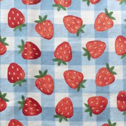 Red Strawberries on Checkered Super Snuggle Flannel Fabric