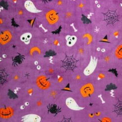 POP! Halloween Icons On Purple Sew Lush Fleece Fabric