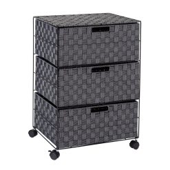 Honey Can Do 19.5 Black Woven 3 Drawer Rolling Office Organizer