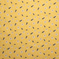 Daisies   Bees on Yellow Quilt Cotton Fabric by Keepsake Calico