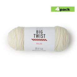 4pk Solid Ivory Medium Weight Acrylic 380yd Value Yarn by Big Twist