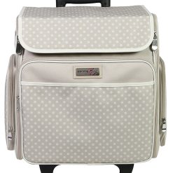 Everything Mary 16 Dots on Tan Collapsible Rolling Sewing Machine Case