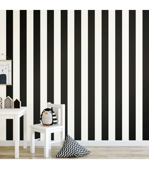 RoomMates Wallpaper Black Awning Stripe - Image 3