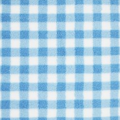 Spring Blue   White Gingham Sherpa Fleece Fabric