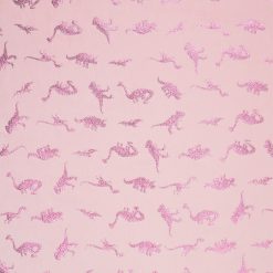 Foil Dinosaurs on Pink Pure Plush Fleece Fabric