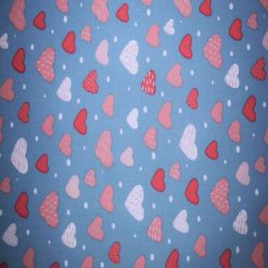 Pink Hearts on Dusty Blue Quilt Cotton Fabric by Quilter s Showcase