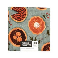 18 x 21 Pumpkin Pies On Teal Cotton Fabric Quarter 1pc
