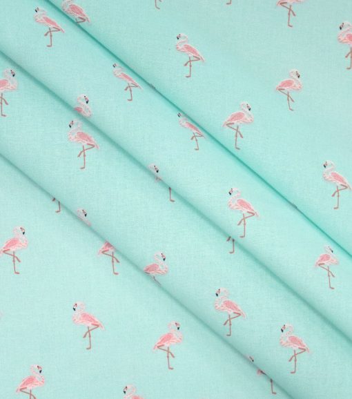 Flamingos On Teal Novelty Cotton Fabric - Image 2