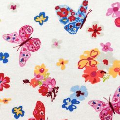 Bold Butterfly on White Luxe Flannel Fabric