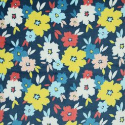 Spring Bold Floral On Blue Sew Lush Fleece Fabric