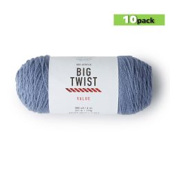 10pk Solid Denim Medium Weight Acrylic 380yd Value Yarn by Big Twist