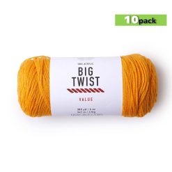 10pk Solid Gold Medium Weight Acrylic 380yd Value Yarn by Big Twist