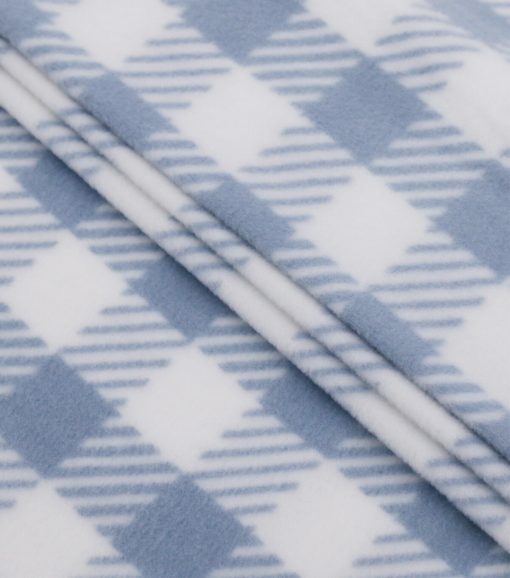 POP! Gingham Blue Lightweight Fleece Fabric - Image 2