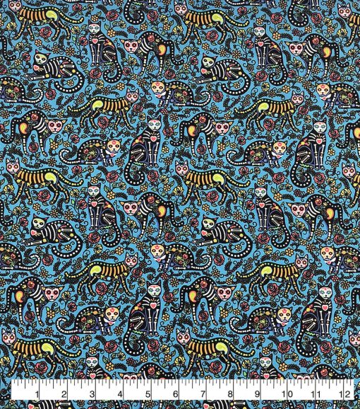 Skeleton Cat Super Snuggle Flannel Fabric - Image 2
