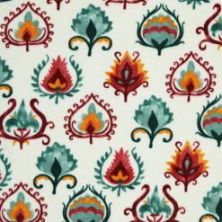 Suzani On White Heather Luxe Fleece Fabric
