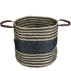 Northlight 15 Beige   Black Woven Seagrass Basket With Handles