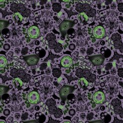 Haunted Mansion Purple Icon Cotton Fabric