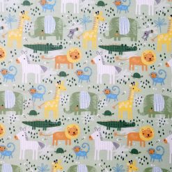 Jungle Animals on Green Super Snuggle Flannel Fabric