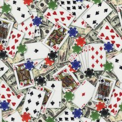 White Gambling Cards Novelty Cotton Fabric