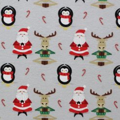 Santa Yoga on Gray Super Snuggle Christmas Flannel Fabric
