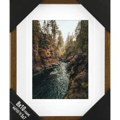 Enchante Walnut Wooden Wall Photo Frame 8inx10in Matted to 5 7