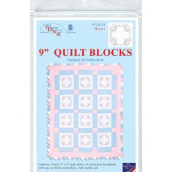 Jack Dempsey Needle Art 9 Hearts Stamped White Quilt Blocks 12pk