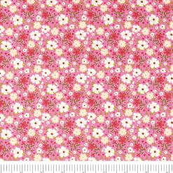 Singer White   Pink Flowers Quilt Cotton Fabric