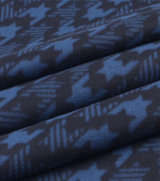 Blue Diagonal Houndstooth Blizzard Fleece Fabric - Image 3