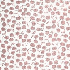 Foil Cherry Toss on White Pure Plush Fleece Fabric