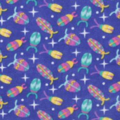 Purple Cute Bugs Anti Pill Plush Fleece Fabric