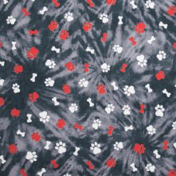 Super Snuggle Paw Print Tie Dye Black Flannel Fabric
