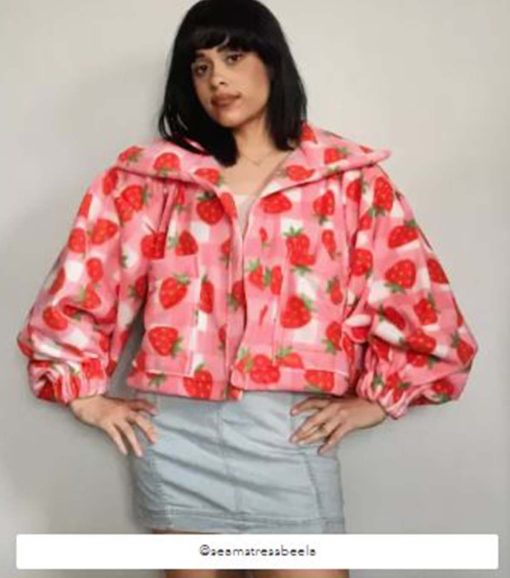 Pink Strawberry Check Blizzard Fleece Fabric - Image 3