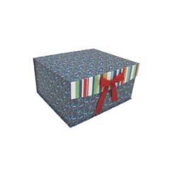 12 Dog Prints on Blue Flip Top Box With Bow by Place   Time