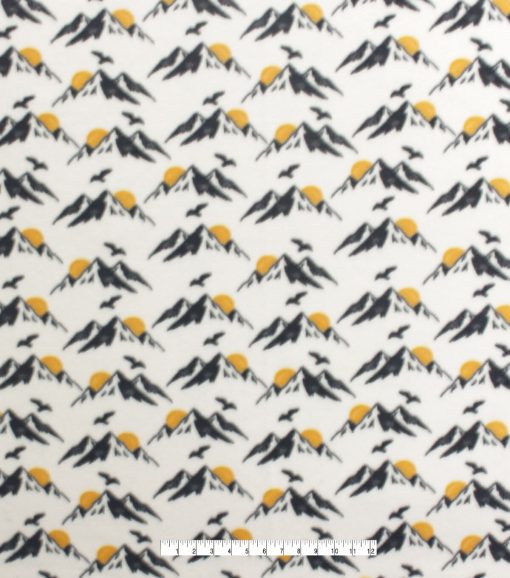 Mountains on Cream Blizzard Fleece Fabric - Image 2