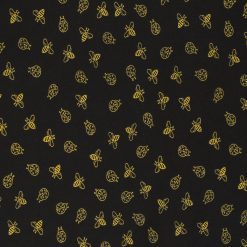 Yellow Insects on Black Quilt Cotton Fabric by Quilter s Showcase