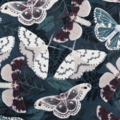 Moths on Blue Anti Pill Fleece Fabric