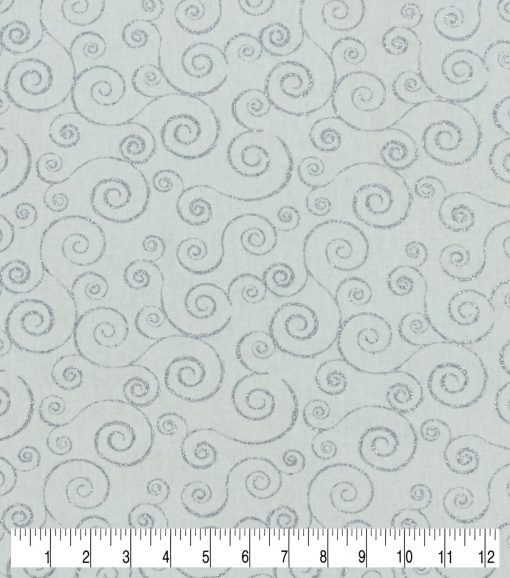 Swirl Vines Christmas Glitter Cotton Fabric - Image 3