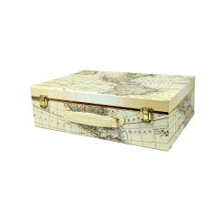 16 Antique Map Suitcase Box With Handle