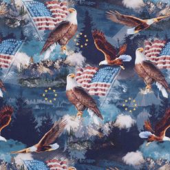 Scenic Eagles In Flight Patriotic Cotton Fabric
