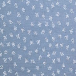 White Insects on Dusty Blue Quilt Cotton Fabric by Quilter s Showcase