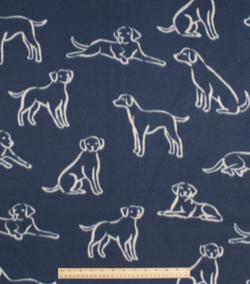 Navy Dog Blizzard Prints Fleece Fabric - Image 2