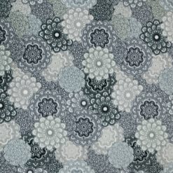 Gray   White Packed Medallions Anti Pill Fleece Fabric