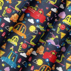 City Snakes on Navy Novelty Cotton Fabric
