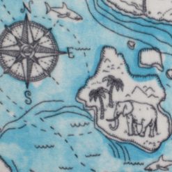 Nautical Maps on Blue Anti Pill Fleece Fabric